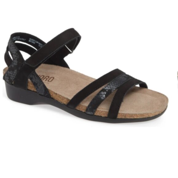 NEW MUNRO Suede Summer Comfort Sandals black combo for women 462TN - Picture 5 of 9